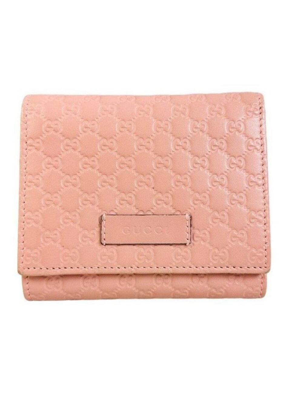 Gucci Women's Signature GG Micro Guccissima Trifold Leather Wallet - Soft Pink